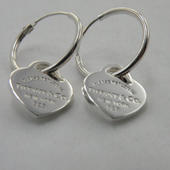 NEW Mini Heart Hoop Earrings Return to Tiffany & Co 925 Solid Sterling Silver - Picture 4 of 16